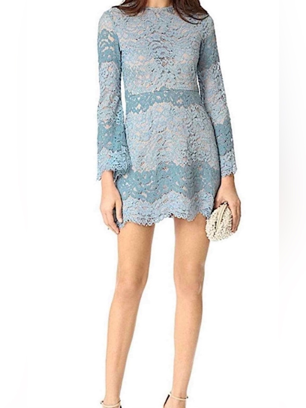 NWT WAYF Two Tone Lace Bell Sleeve Mini Dress Size Medium